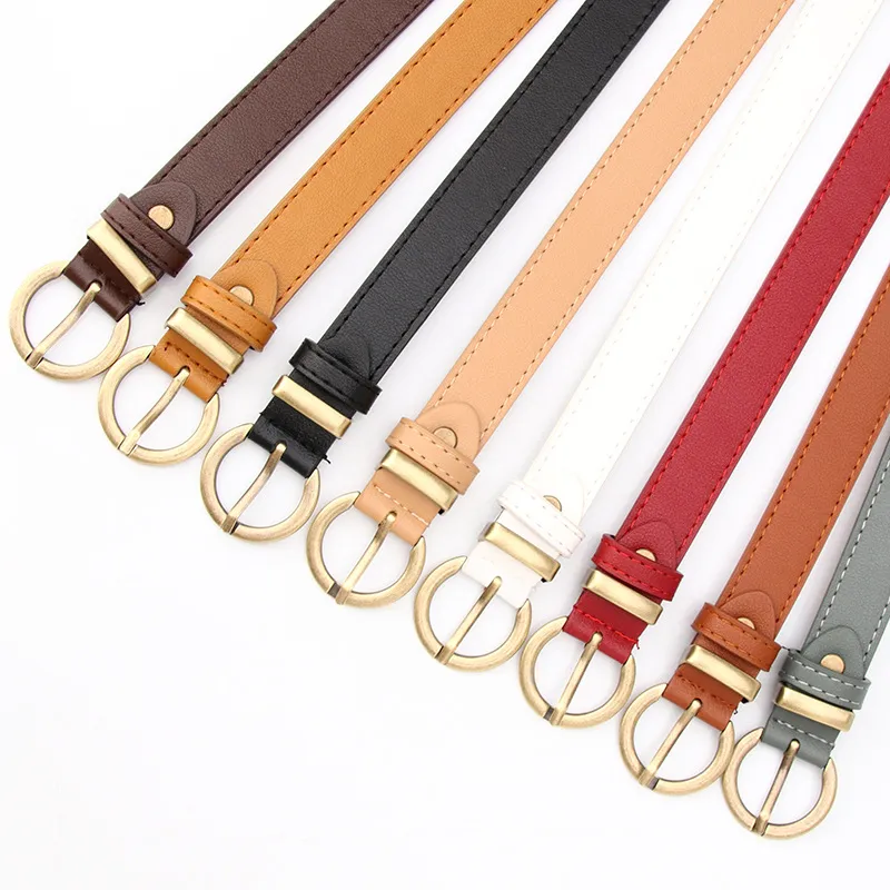 Ceinture en cuir pour femmes, 2.4cm, boucles ardillon, rouge, noir, taille Camel, pour dames, vente en gros, livraison directe, nouvelle collection