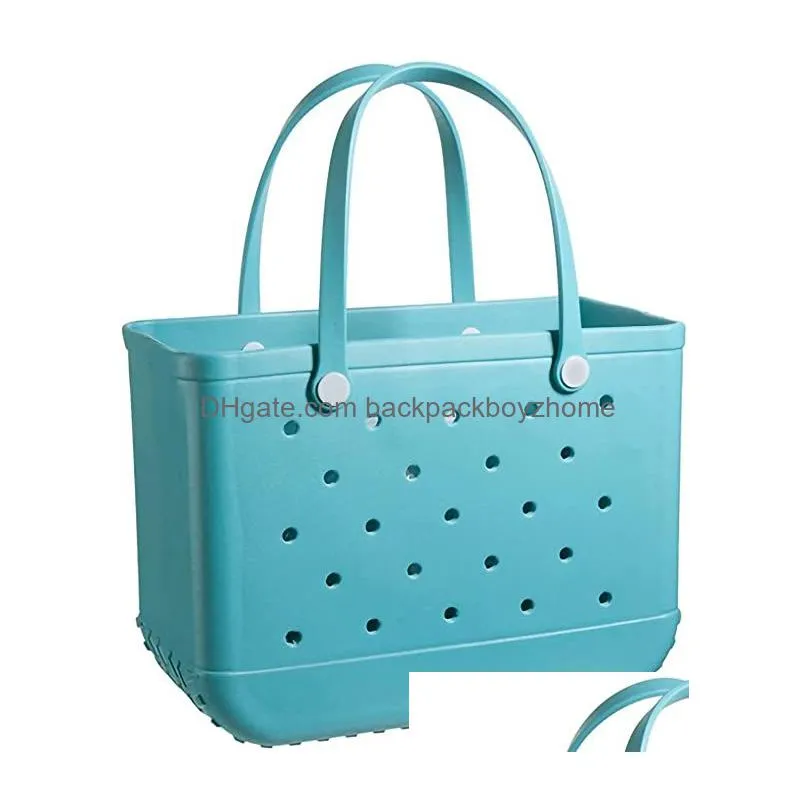 Borse portaoggetti Big Szie Rubber Beach Eva con foro Borsa tote impermeabile resistente alla sabbia resistente e aperta per gli sport in piscina all'aperto 48X34X25 Drop Dhxwu