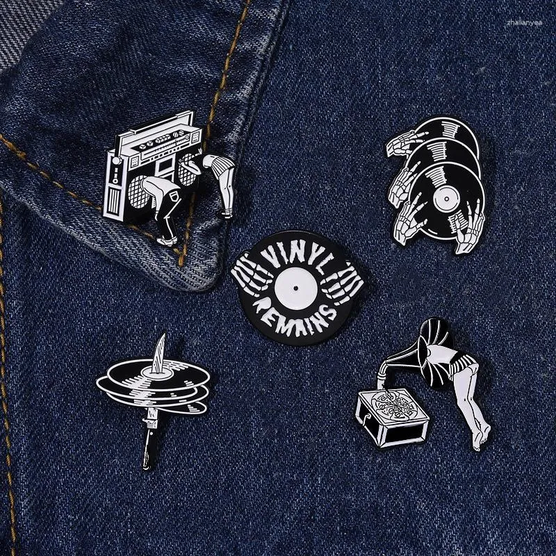 Broches en émail de musique Punk d'horreur, broches personnalisées en vinyle noir foncé, Badges de revers de couteau, bijoux gothiques, cadeau pour amis et enfants