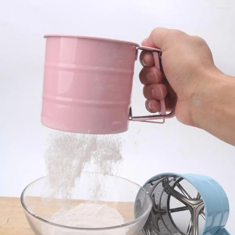 Baking Tools Flour Shaker Icing Sugar Filter Sieve Cup Handheld Semi-automatic Stainless Steel Powder