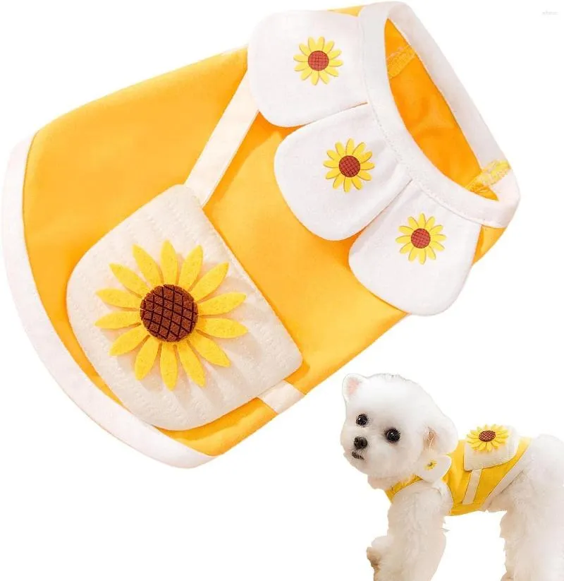 Dog Apparel Shirt Sunflower Petal Collars Satchels Cotton Vest T-Shirt Spring And Summer Thin Puppy Clothes For Small Dogs Frenchi