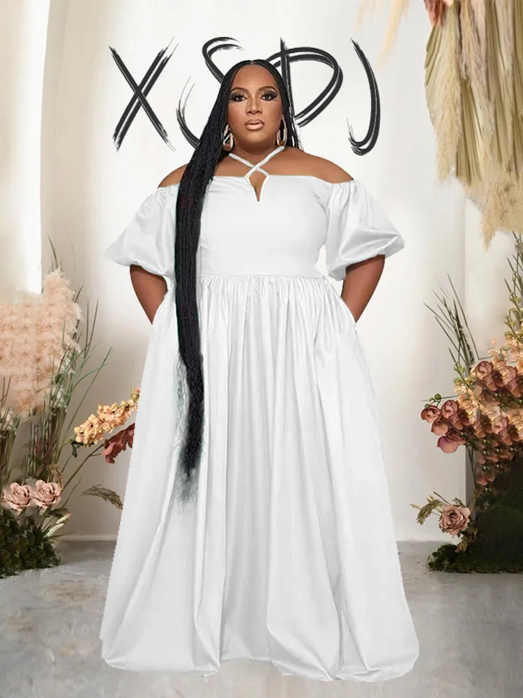 Plus size off sales the shoulder summer dress