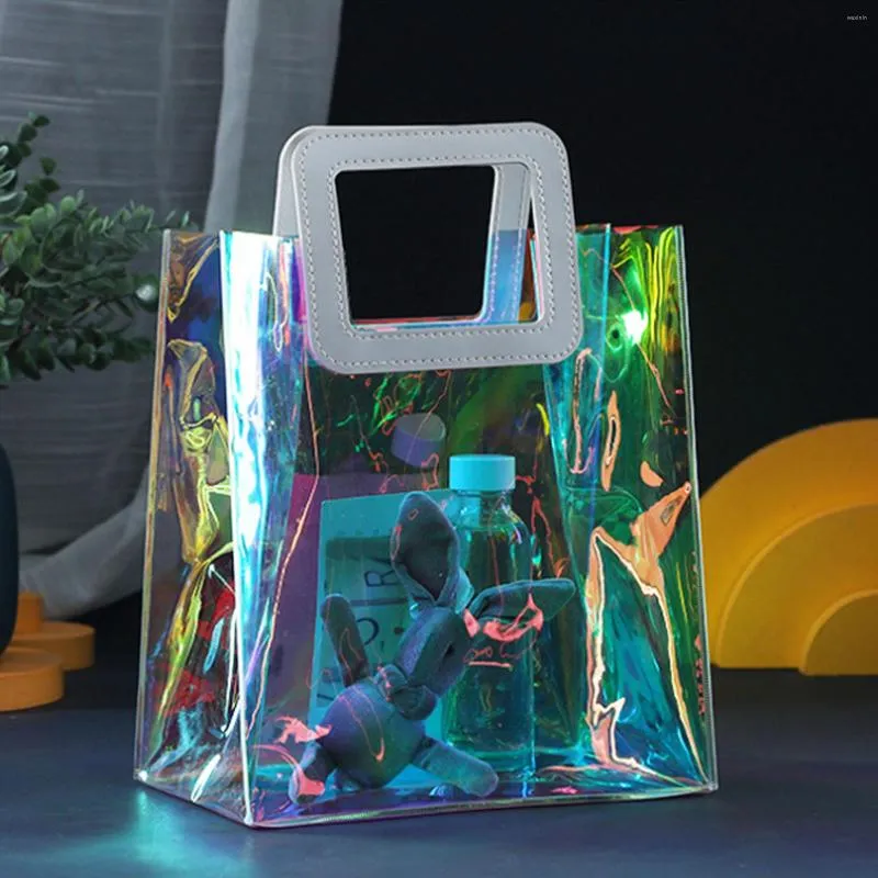 Gift Wrap Travel Storage Organizer Iridescent Tote Bag PVC Reusable 4Pcs Bags Baby Shower Waterproof