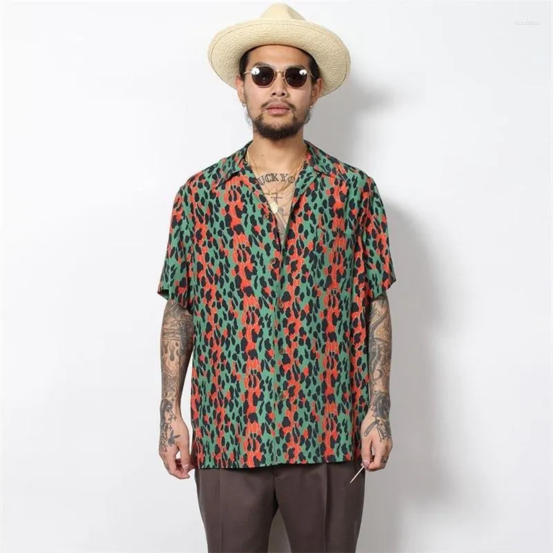 Men's Casual Shirts 2023 Spotted Pattern WACKO MARIA Shirt Men Women Hawaiian Top Tee Short Sleeve