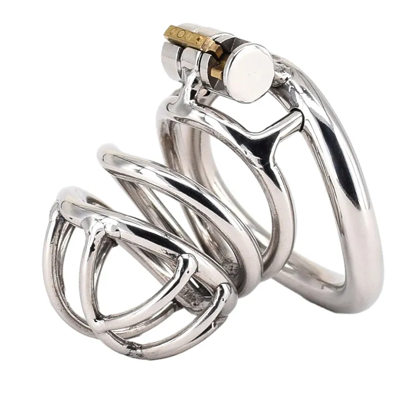 Male Chastity Devices Metal Mens Small Cock Cage Stainless Steel Penis Restraints Locking Cock Ring BDSM Bondage