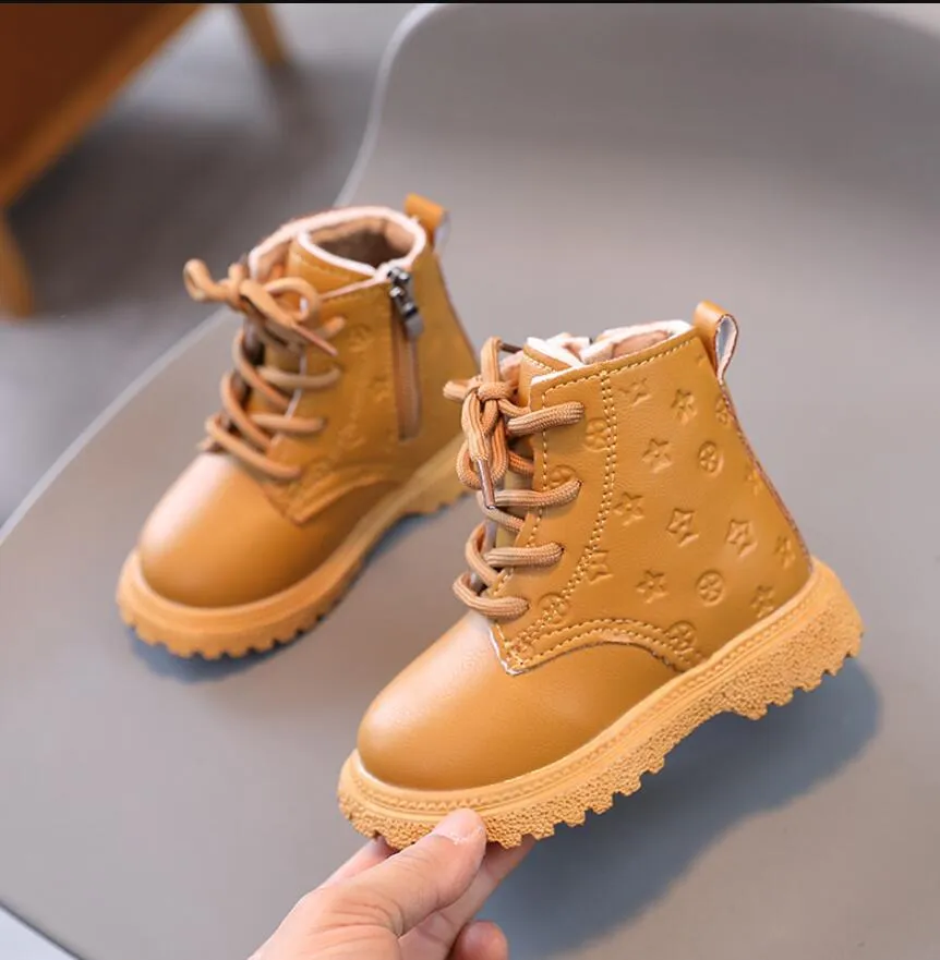 2023ss nouveaux enfants Martin bottes en cuir Pu hiver chaussures chaudes enfants gar ons filles mode c t fermeture clair cheville noir rose botte