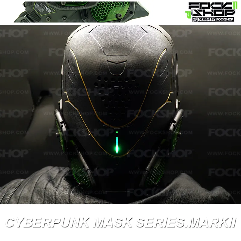 Maschere per feste FOCKSHOP CyberPunk Mask Night City Cosplay Stage Property SCI-FI Lampada a LED Festival di Halloween Regali per feste per adolescenti 230905