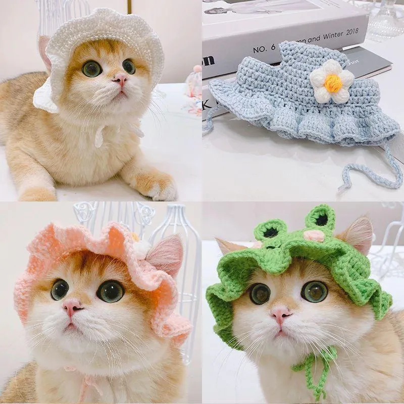 Hundebekleidung 2023 Explosionen handgewebte Spitze Haustierhüte verkleiden Katzen und Hunde niedliche elegante Kopfbedeckungen Großhandel