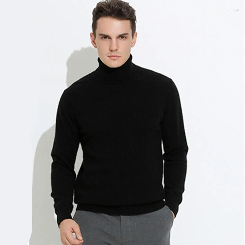 Herrtröjor Turtleneck Män Pullover Cashmere Cotton Blend Sticked tröja 2023 Autumn Winter Daily Basic Warm Turtle Neck Jumper Pull