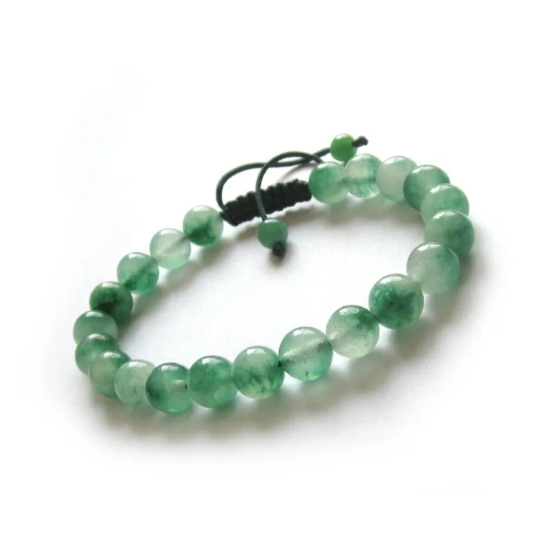 Groene Jade Emerald 8MM Kralen Handknopen Armband Accessoires DIY Sieraden Mode Man Vrouw Geluk Amulet