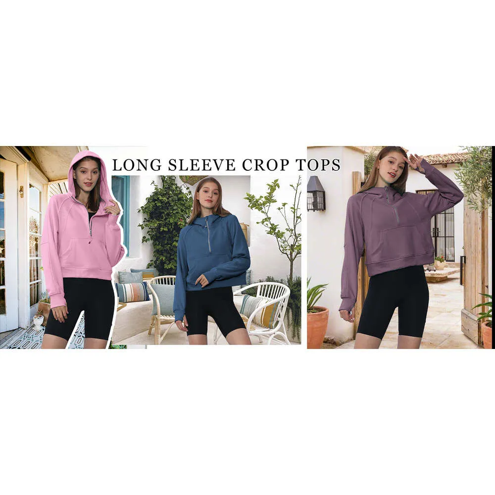 S cuba Ilululemen-08 Lemon Hoodies Sweatshirts Autumn Winter Yoga Suit Scuba Hoodie Half Zip Women's Sports Sweater Loose Gym_voghion.com