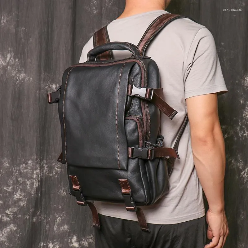 Mens leather travel backpack cheap