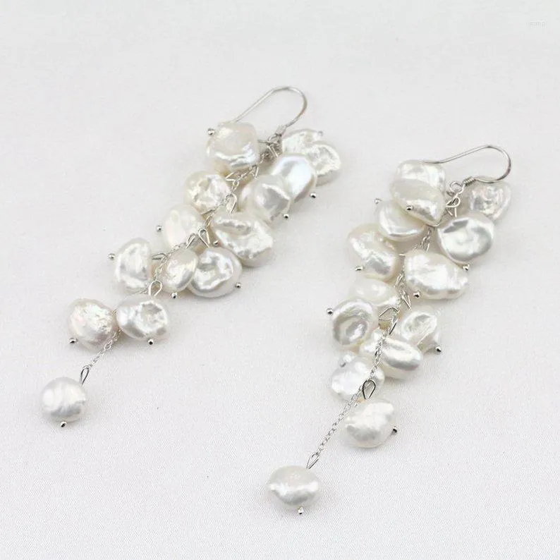 Dangle Earrings Unique Pearls Jewellery Store White Long Cluster Biwa Keshi Baroque Pearl Handmade Jewelry Perfect Girl Gift Earring