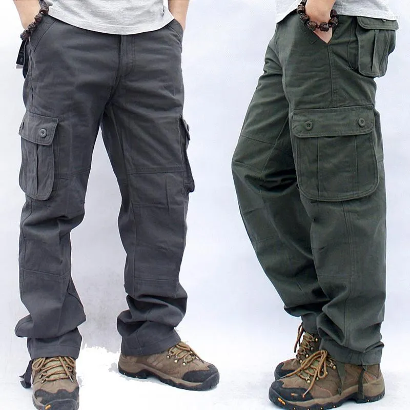 Männer Hosen Große Größe Overalls Lose Gerade Taktische Hosen Multi-Pocket Casual Baumwolle Armee