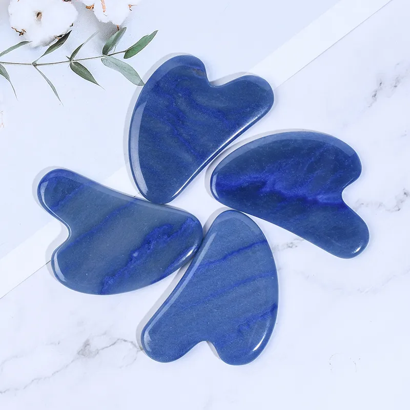 Masaż narzędzie gua sha 100% naturalny kamień niebieski aventuryn guasha desca scrapująca spa na twarzy akupunktura piękno leczenie kamienne