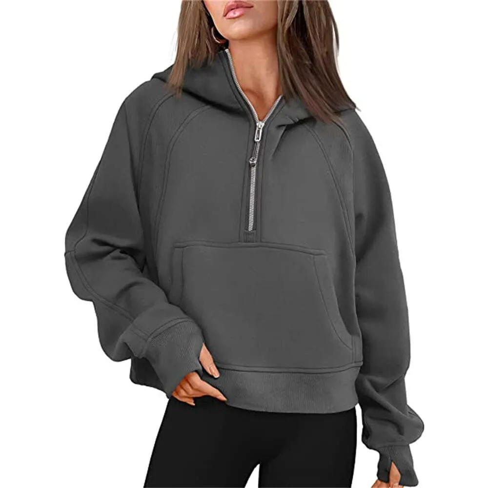 S cuba Ilululemen-08 Lemon Hoodies Sweatshirts Autumn Winter Yoga Suit Scuba Hoodie Half Zip Women's Sports Sweater Loose Gym_voghion.com