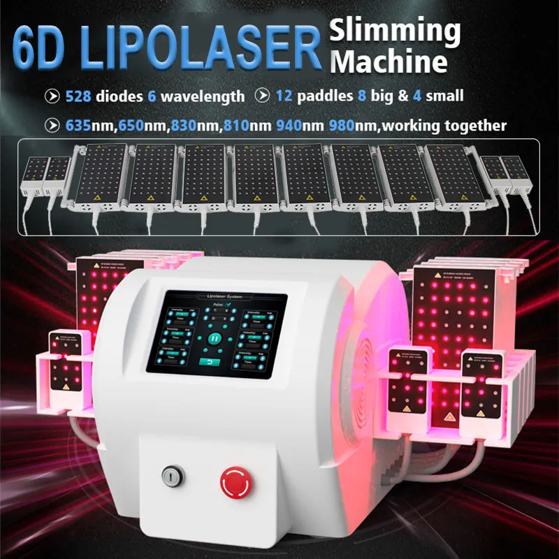 6D Lätt laser hudvård kropps bantning fett upplös viktminskning lipolaser form maskin salong användning