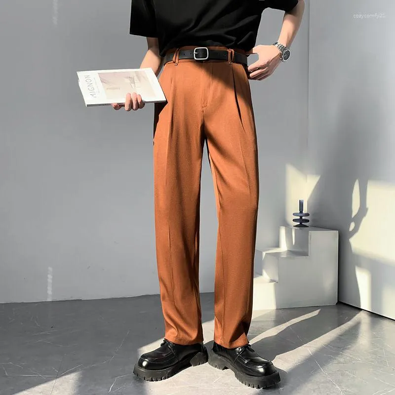 Men's Suits 2023 Summer Micro Elastic Casual Pants Fashion Business Design Cotton Formal Trousers Solid Color Suit Size M-2XL