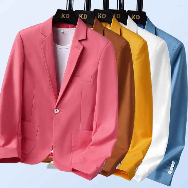 Ternos masculinos 2023 casual terno jaqueta com ajuste fino e único botão design masculino blazers rosa blazer para homem elegante à moda