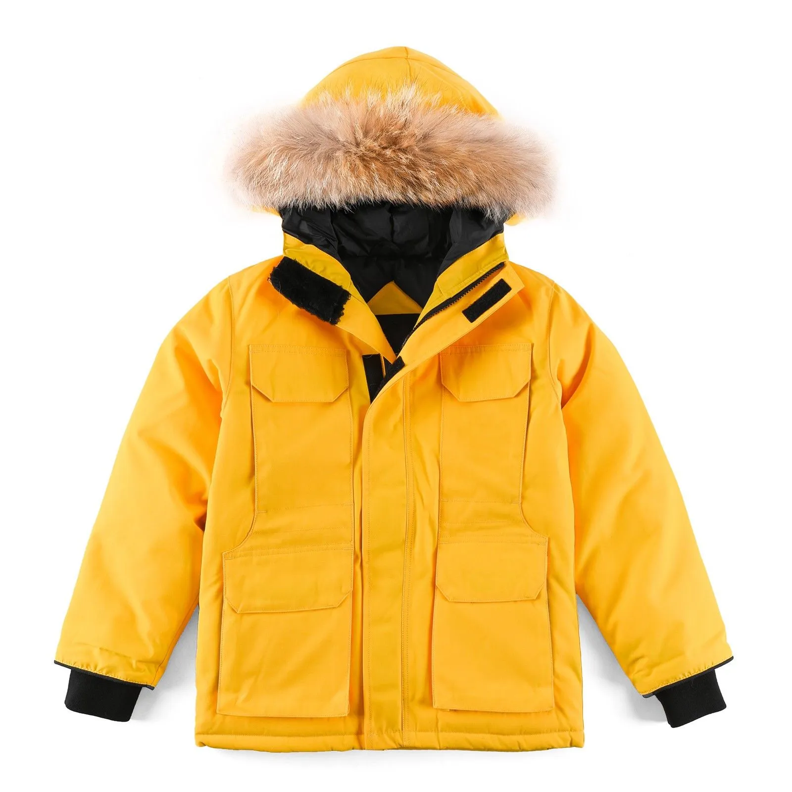 Детский пуховик, канадское пальто, дизайнерские зимние куртки для мальчиков и девочек, толстая теплая роскошная одежда с мехом, парки с капюшоном, роскошные детские уличные пальто, размер 110-150