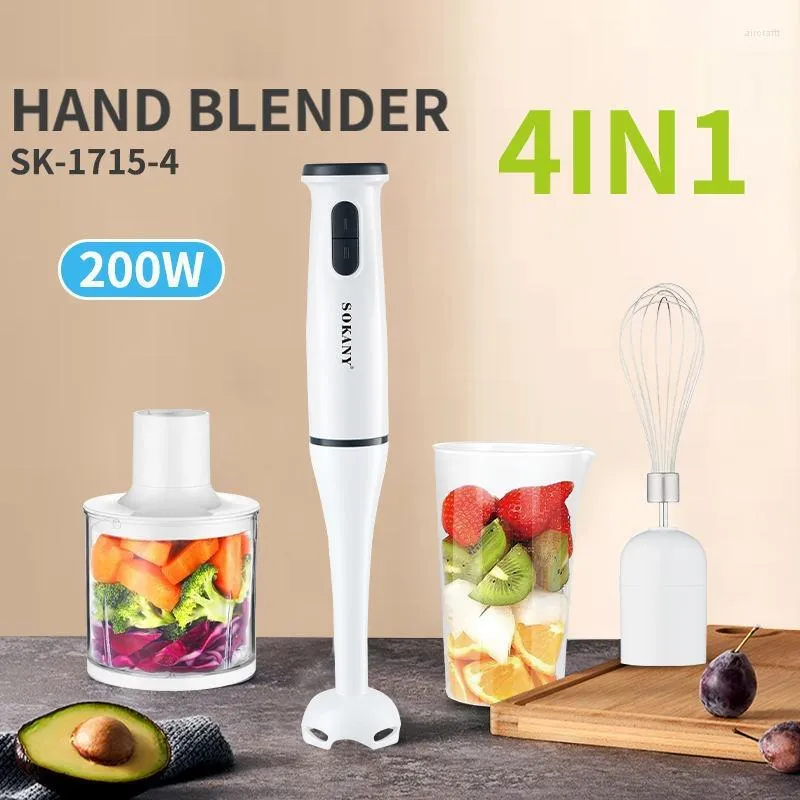 Blender 200W Rvs Hand 4 In 1 Onderdompeling Elektrische Voedsel Mixer Met Kom Keuken Groente Vleesmolen Chopper garde