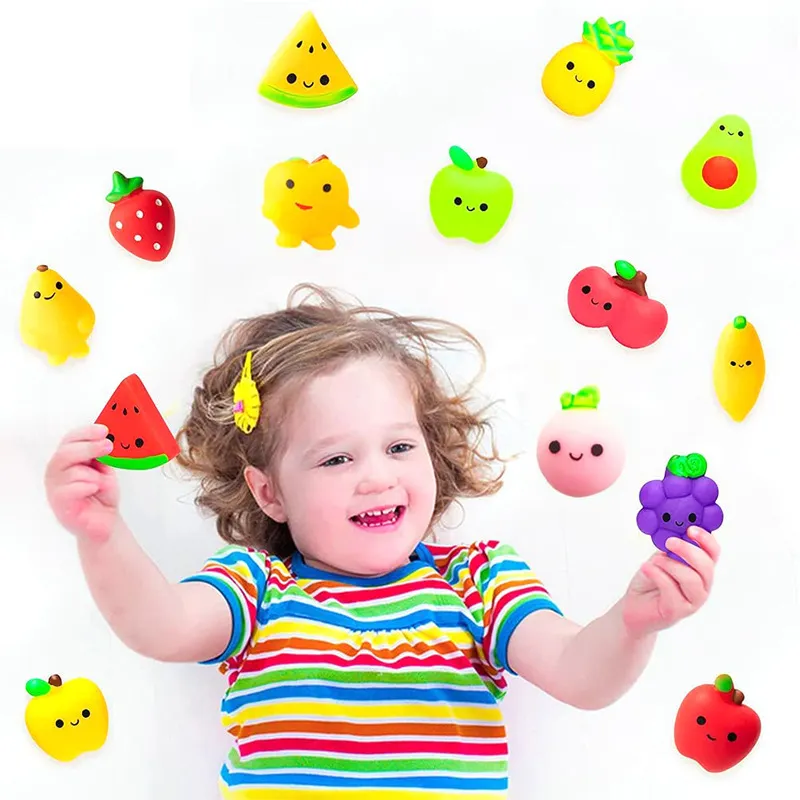 50 pièces Kawaii Squishies Mochi fruits Anima jouets spongieux pour enfants balle anti-Stress presser fête anti-Stress jouets pour anniversaire