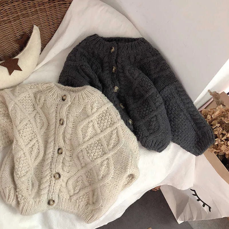 Pullover Bahar Sonbahar Çocuk Sweaters Erkek Giysileri Örgü Kızlar Örgü Cardigan 19 Yıl 230905