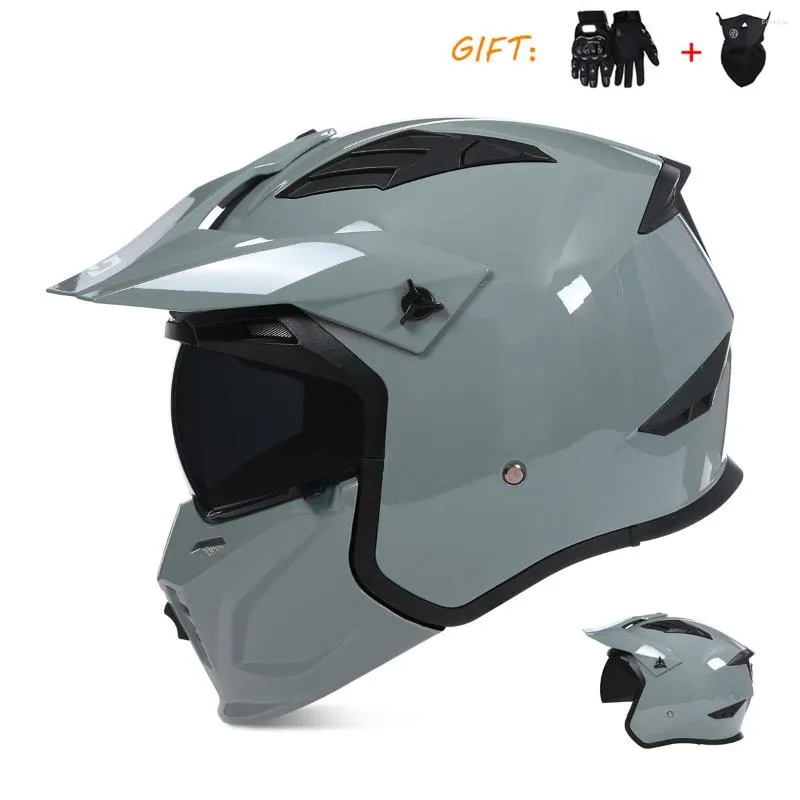 Motosiklet Kaskları Çıkarılabilir Modüler Tam Yüz Kask Motokros Yarış Güvenliği Yetişkin Enduro Ralli Rüzgar Popary İç lens ile