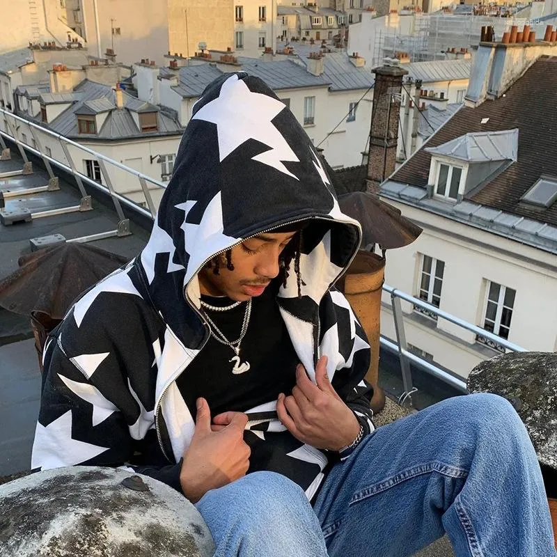 Hip Hop Goth Print Oversized Purple Zip Up Hoodie With Full Hip Hop Goth Print Oversized Purple Zip Up Hoodie With Full