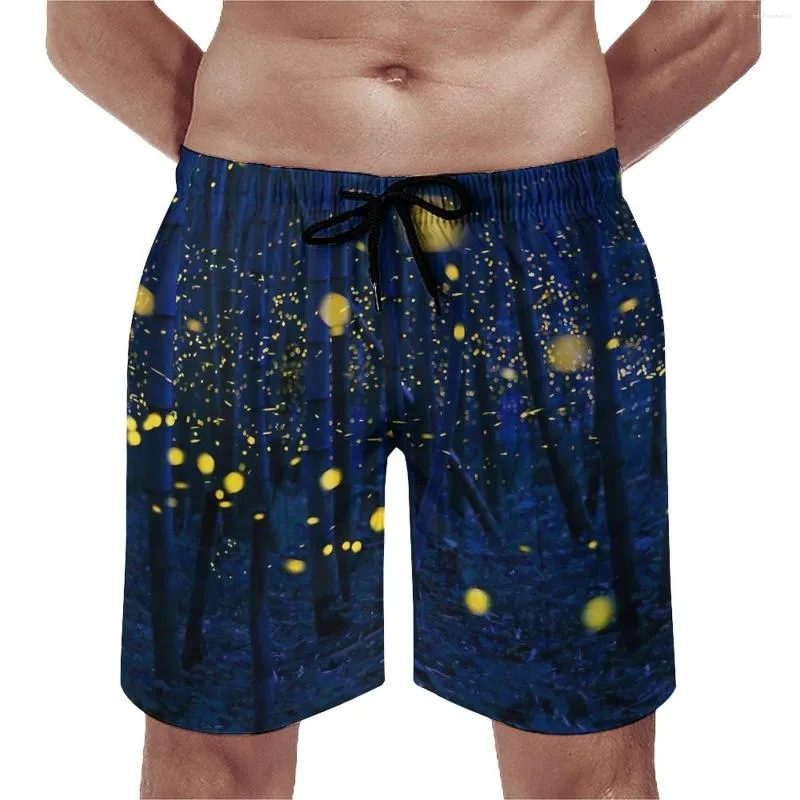 Herren-Shorts mit Waldmuster, Freizeit, für Herren, kurze Glühwürmchen, große Badehose, bequem