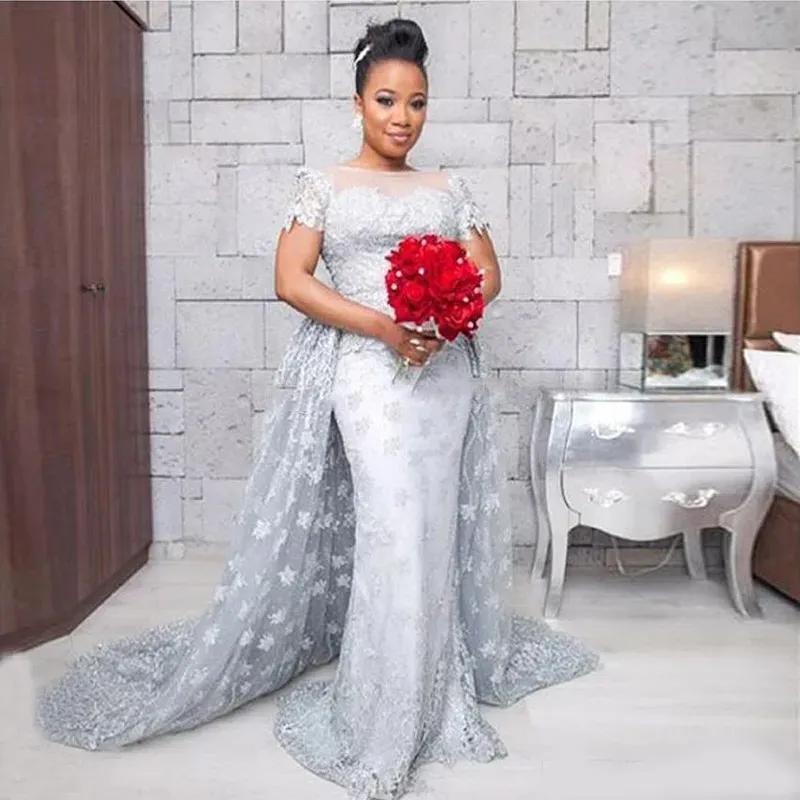 Silver short top wedding dresses