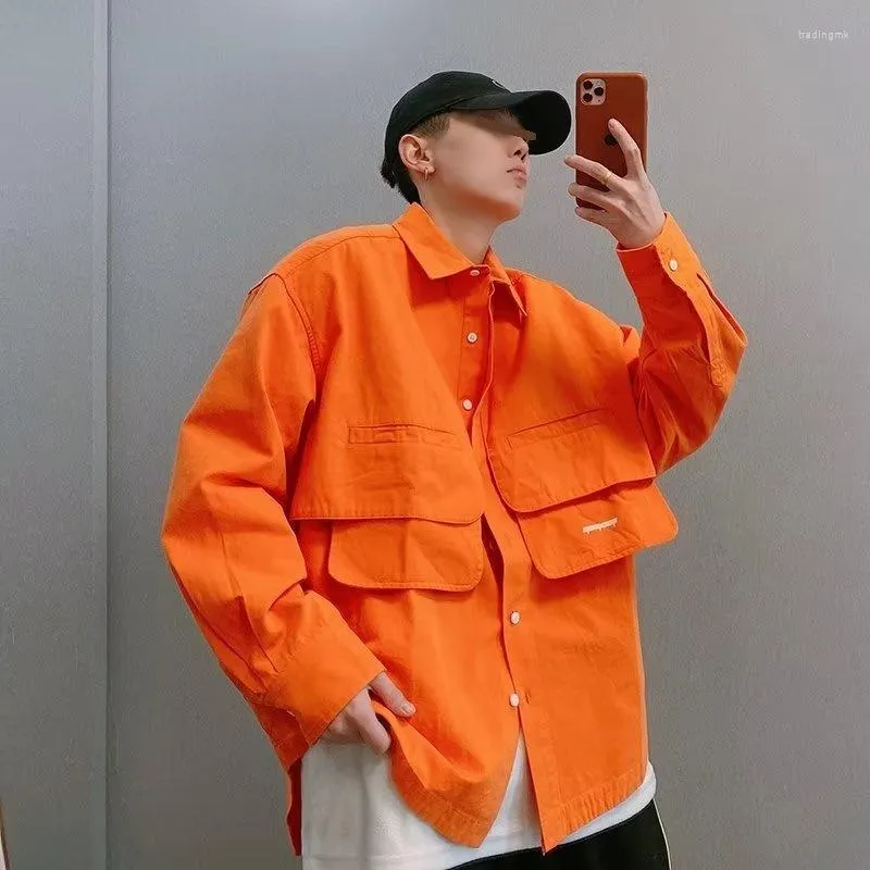 Men's Jackets 2023 High Street Ruffian Cute 3D Pocket Jacket Work Boys' Autumn Fashion Brand Versat