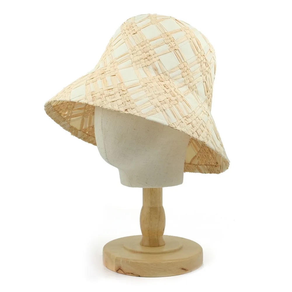 Bucket Hat Straw Raffia Adjustable Cloche Sun Protection Beach Fishing Adult Huayihats 2023 High Quality Luxury Women Sun Beach Chapeau main image 3