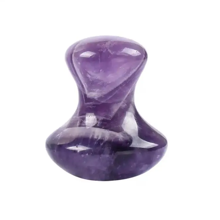 Gua Sha Facial Lifting Tool Amethyst Guasha Mushroom Shaped Natural Jade Stone for Face Eye Skincare Body Acupuncture Relieve Muscle Tensions Reduce Puffiness