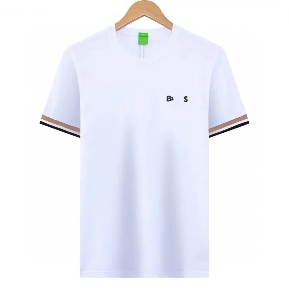 Bos camiseta para hombre ropa de diseñador patrón de letras Parte delantera trasera estampado a rayas diseño de cuello redondo transpirable 100 algodón simple casual versátil hombres ropa camisas M 3XL