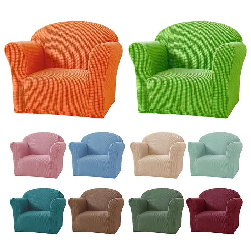 Capas de cadeira 1 assento elástico crianças capa de cadeira slipcover capa de sofá tamanho mini capa de poltrona infantil capa de cadeira elástica de cor sólida 230905
