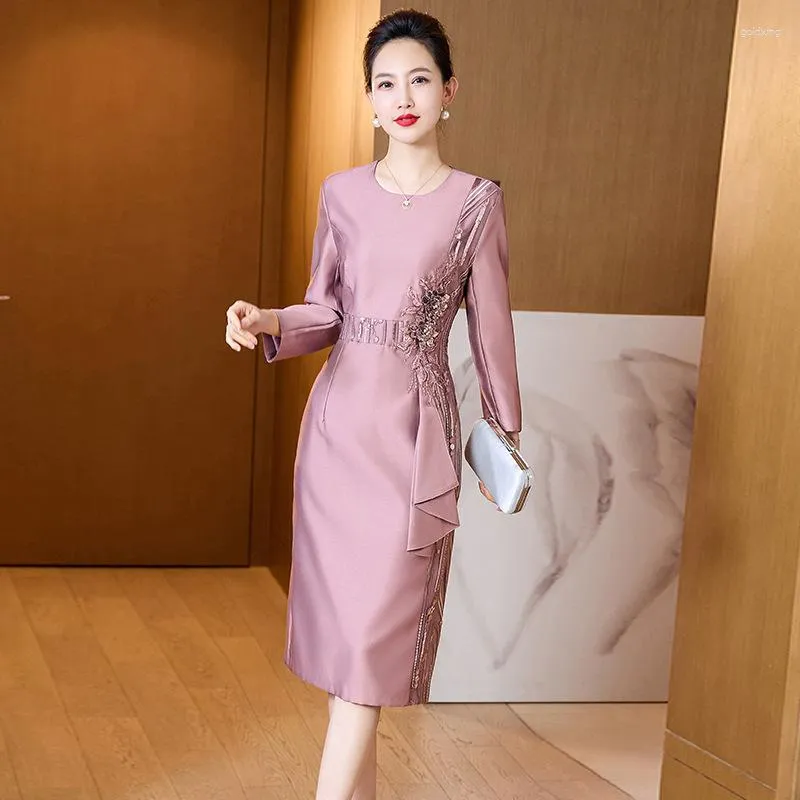 Ethnic Clothing Yourqipao Autumn Chinese Mother Of The Bride Dress Wedding Banquet Cheongsams Dresses Long Sleeve Party Prom Gowns