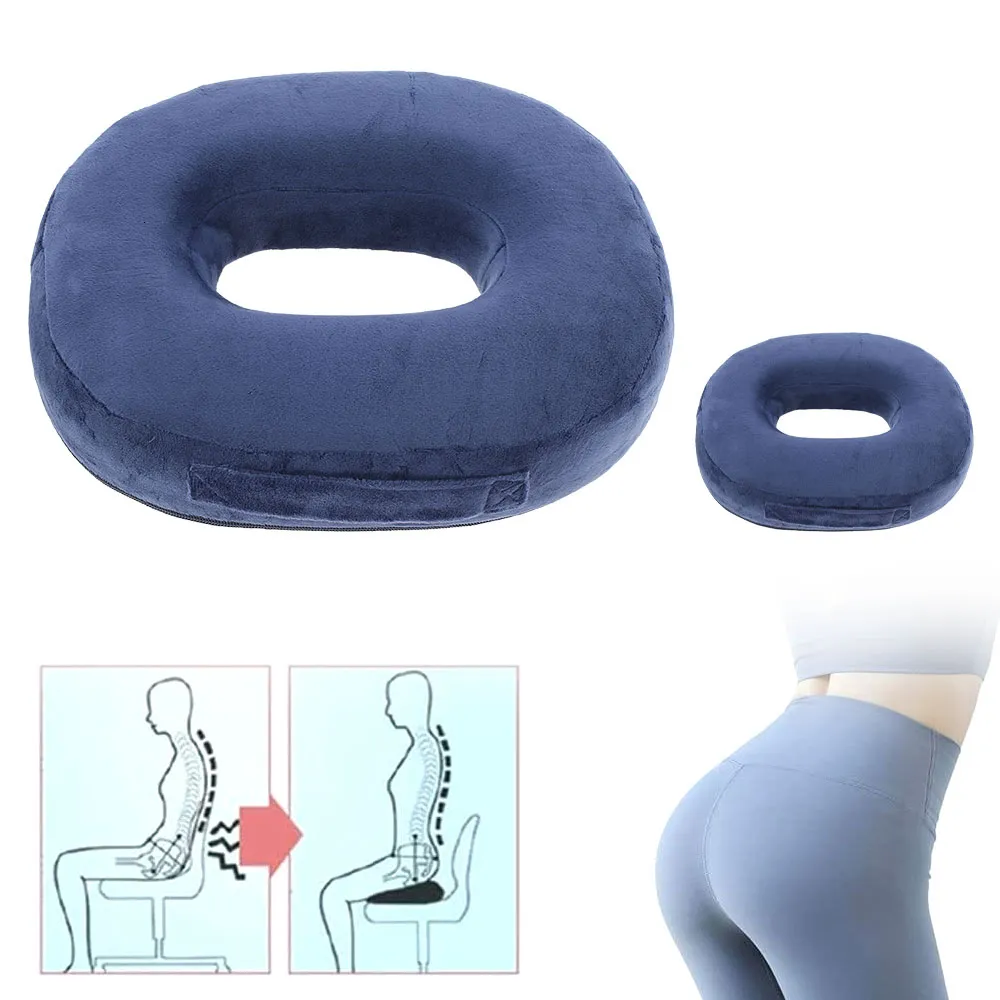 Cushion/Decorative Pillow High-rebound Memory Foam Donut Seat Cushion Pain Relief Back Support Pillow Cushions Bedsore Prevent O-shaped Hemorrhoid Pad 230905