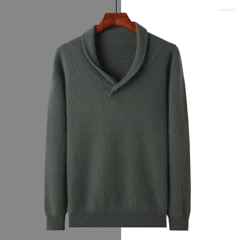 Men's Sweaters Soft Glutinous Mink Cashmere Polo Neck Diamond Twisted Sweater High Luxury Blouse Autumn/Winter Pullover