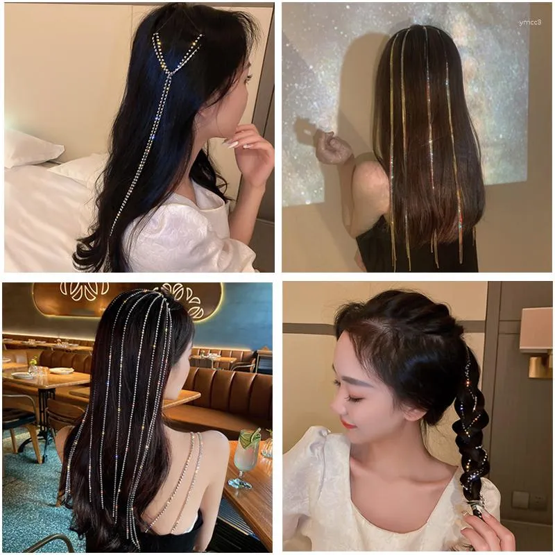 Pinzas para el cabello Brillo lujoso Borla larga Horquillas de cristal con diamantes de imitación coloridos para mujer Banda para discoteca Accesorios para la cabeza Regalos para niñas