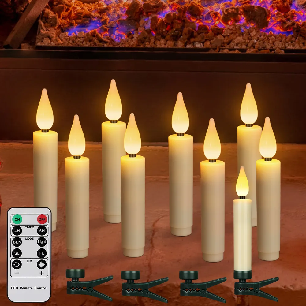 Ljus Led Candle Teardrop-formad julgranljus Timer Fjärrkontroll och flimrande låga för Halloween Heminredning Elektriska ljus 230906