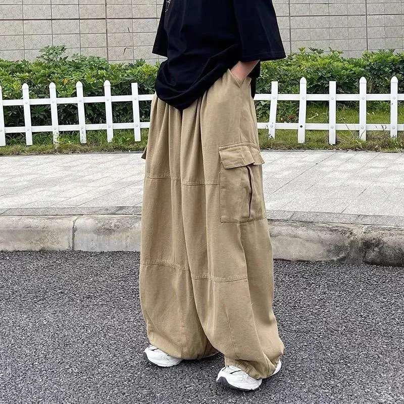 Pantalon femme Zoki Harajuku Streetwear Hip Hop Kaki Cargo Femmes Poches surdimensionnées BF Mode japonaise Pantalon large noir