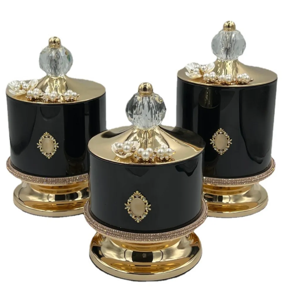 Outros acessórios de mesa em relevo floral cristal metal armazenamento jar cotonete caixa vela garrafa artesanato decoração luxo ouro porca doces 230906