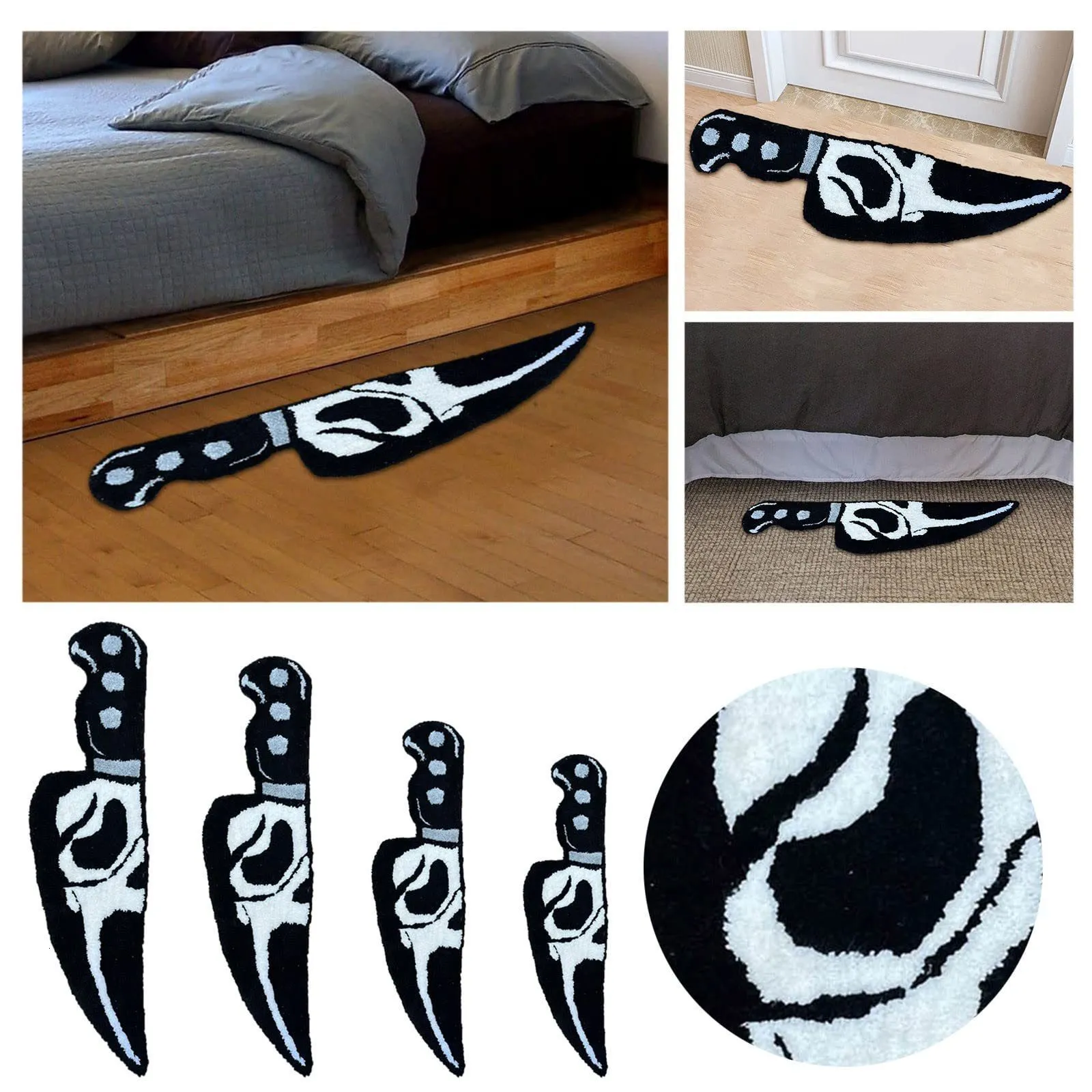 Horror Tuft Rug Halloween Scream Knife Shape Fluffy Area Rug - Horror Decor for Bedroom ...