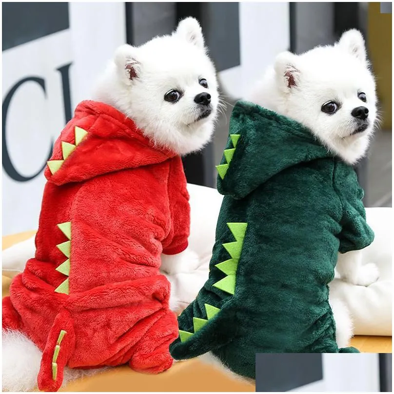 Vêtements pour chiens Automne et hiver Pieds à quatre pattes chauds Petits chiens de taille moyenne Chats Dinosaures transformés en fournitures de vêtements 1107 D Dh6Wz