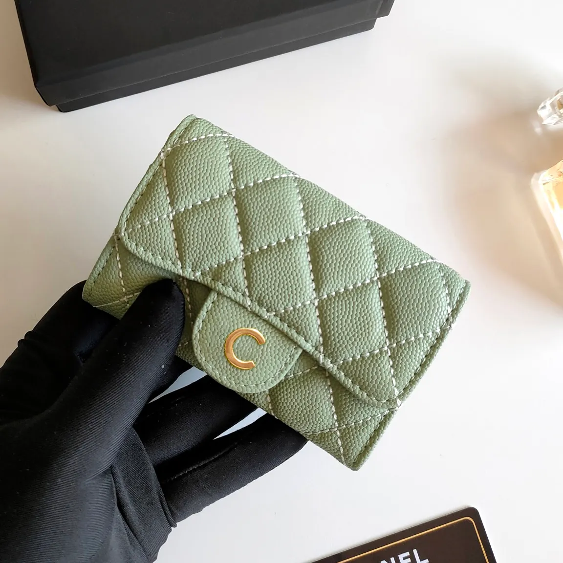 Fashion Luxury wallet women designer card holders coin purse Channel wallet lambskin Flap classic caviar purses Leather purses credit card holder Mini clutch