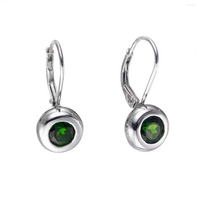 Dangle Earrings Chrome Diopside Rhodium Over Sterling Silver