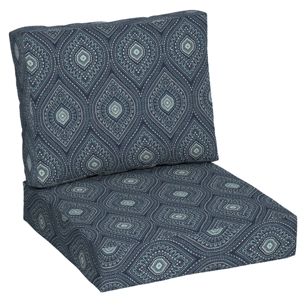 Cushion/Decorative Pillow 5.81 Lb Blue Medallion Rectangle Outdoor 2-Piece Deep Seat Cushion 100% Polyester 42.00 X 24.00 X 5.75 Inches 230905