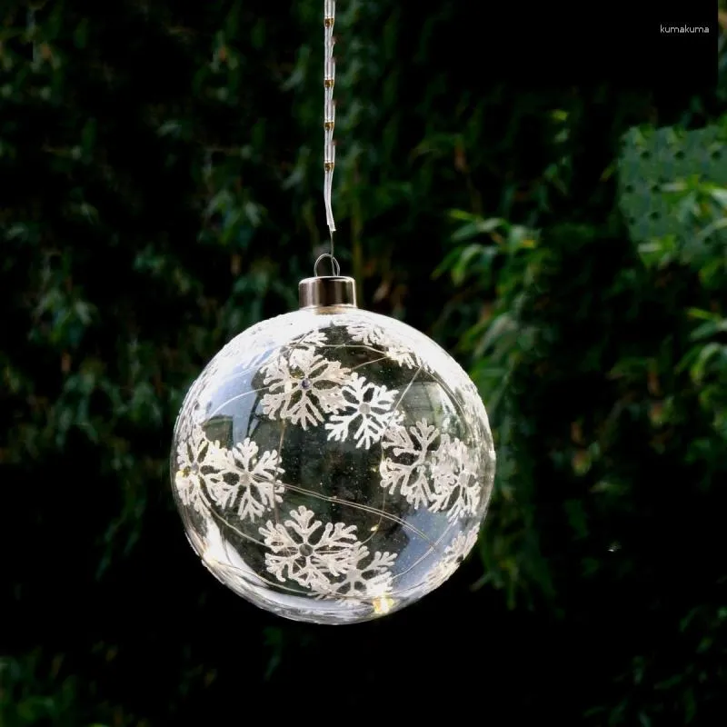 Decorazione per feste Piccolo imballaggio Diametro 8 cm 10 cm Dipinto a mano Fiocco di neve Sfera di vetro Globo luminoso Albero di Natale Ciondolo Ornamento appeso