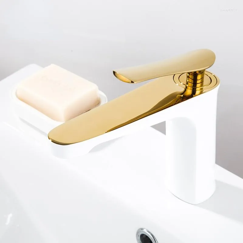 Rubinetti per lavandino del bagno Miscelatore per lavabo sottopiano in oro bianco monoforo Miscelatore per acqua fredda Rubinetto per lavabo classico moderno Rubinetto in metallo